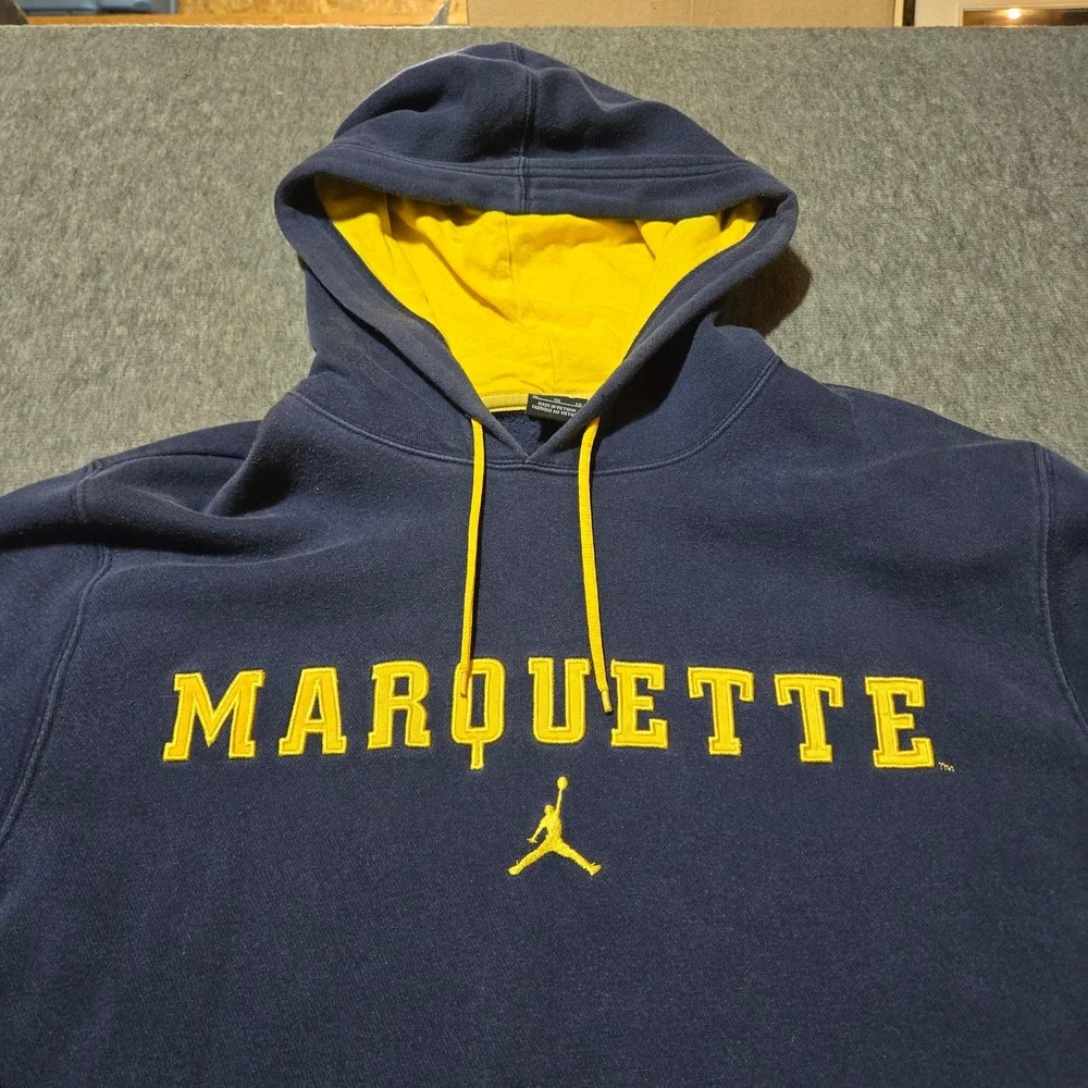 Nike Jordan Marquette University Hoodie Mens XL Blue Yellow Jumpman NCAA Y2K
